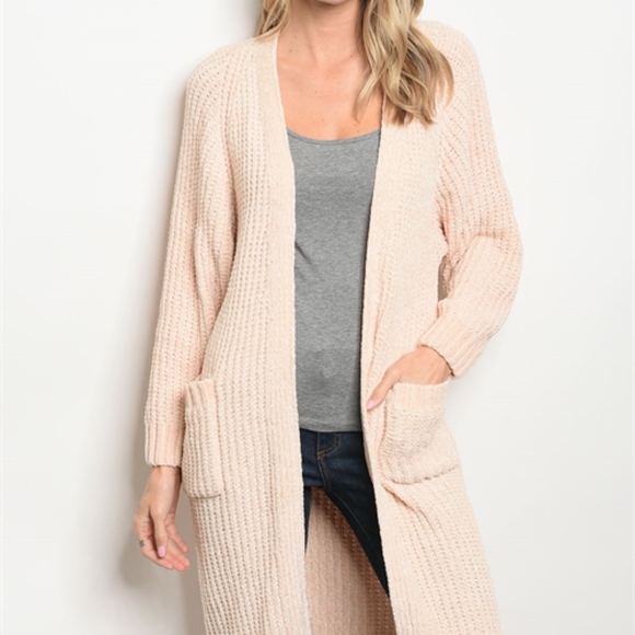 LAST 1! CHENILLE OH SO SOFT PLUSH LONG CARDIGAN - Picture 2 of 5